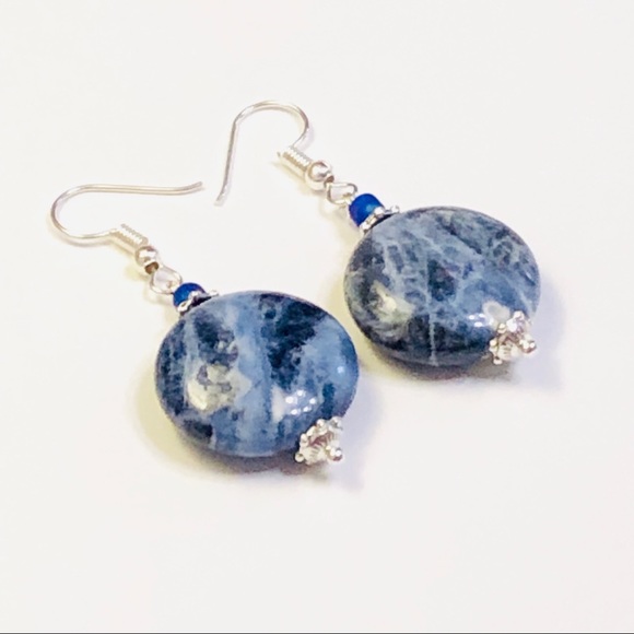 Sodalite Earrings in Sterling Silver - Picture 1 of 7